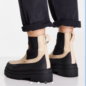 Elegant Black and Cream Ankle Booties